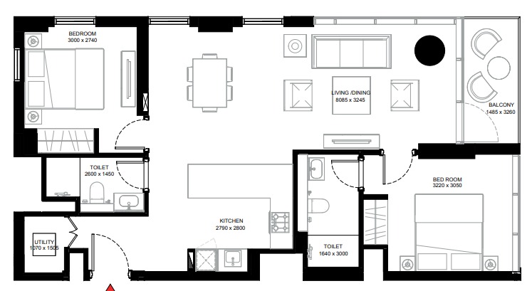 creek vistas grande 2BR type B  floor plan